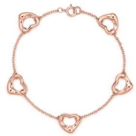 2020 Tiffany  Elsa Peretti  18K Gold Rose Gold Platinum Open Heart Bracelet  