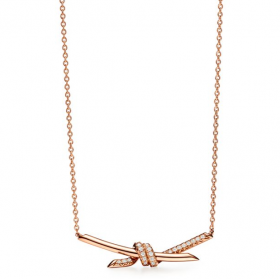 2023 Tiffany Knot 18k Gold Rose Gold Diamond Necklaces 68887216
